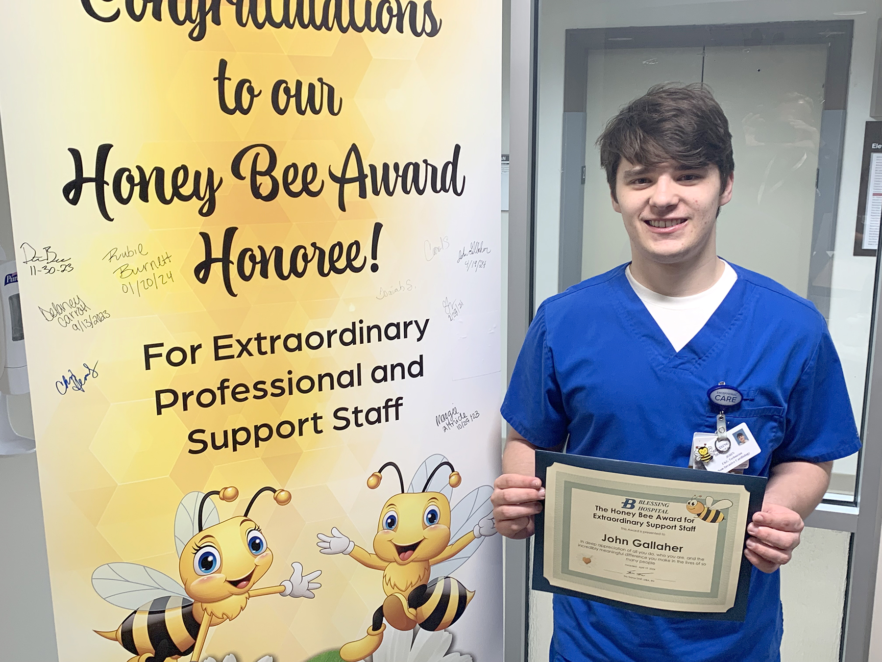 Ekg tech earns honey bee award blessing health system